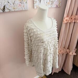 Slinky Brand Ruffled Sequin Top